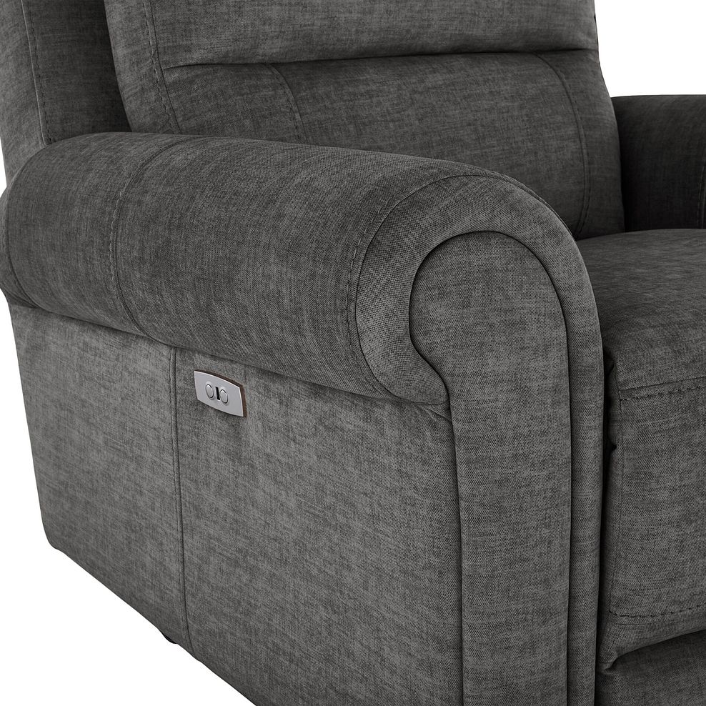 Colorado Electric Recliner Armchair in Plush Charcoal Fabric 10