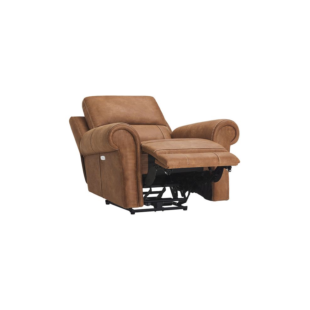 Colorado Electric Recliner Armchair in Ranch Brown Fabric Thumbnail 5
