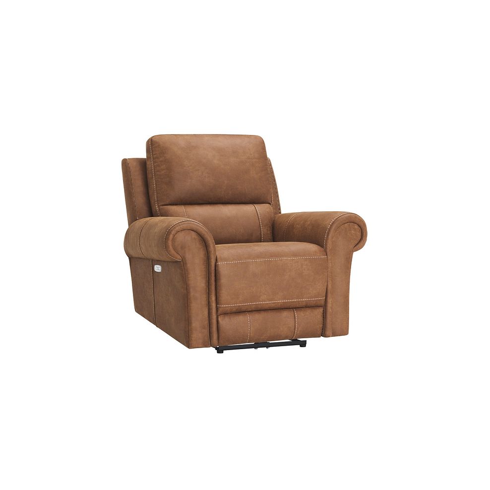 Colorado Electric Recliner Armchair in Ranch Brown Fabric 1