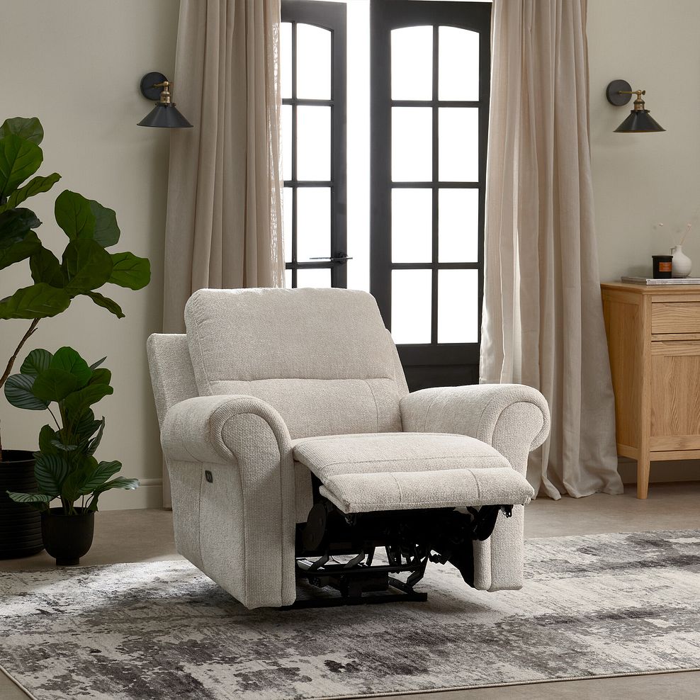 Colorado Electric Recliner Armchair in Hopsack Natural Fabric 2