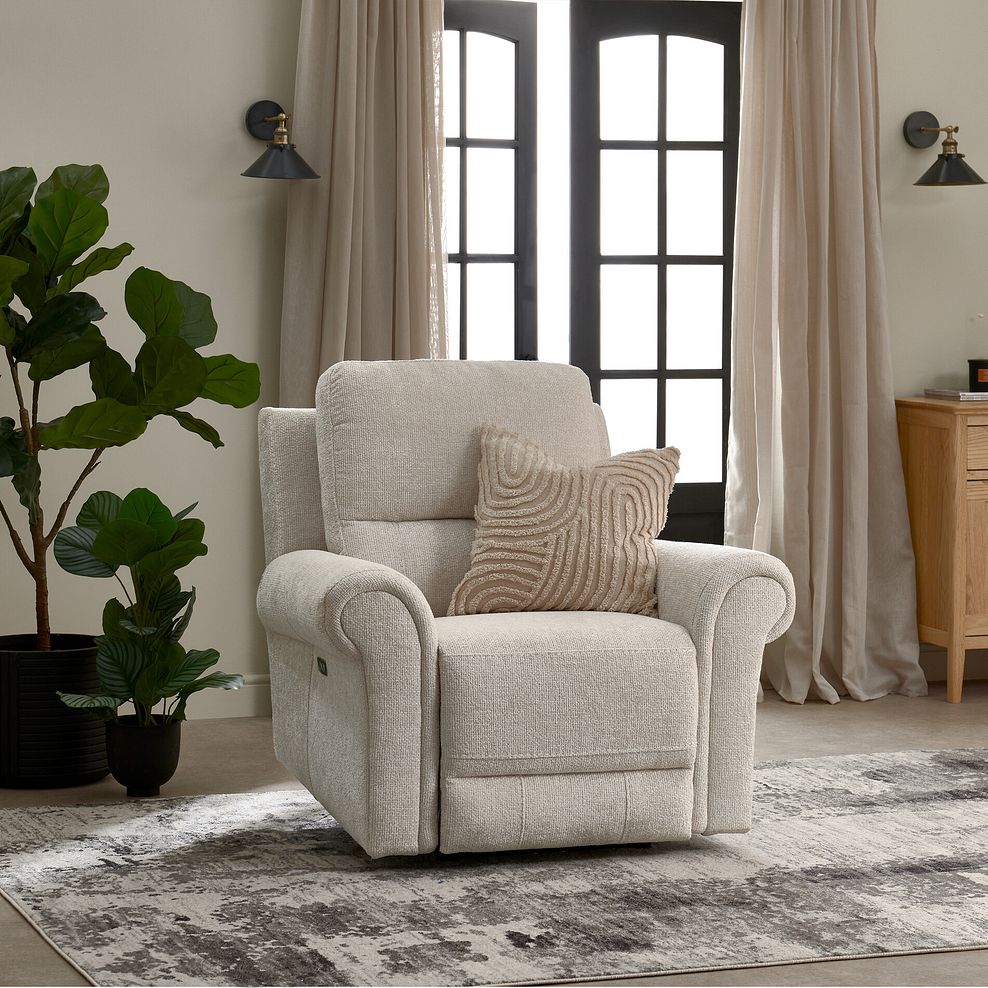 Colorado Electric Recliner Armchair in Hopsack Natural Fabric 3