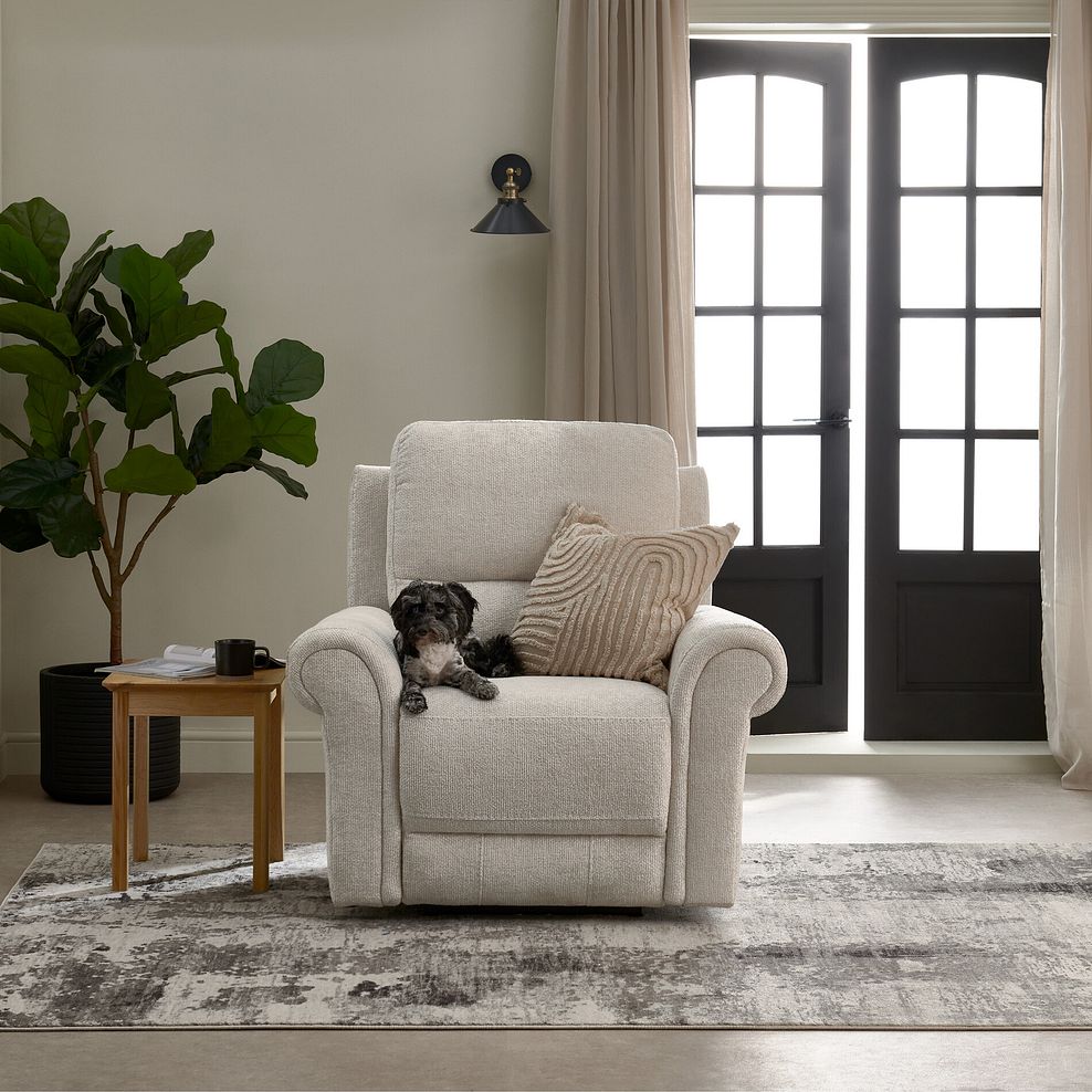 Colorado Electric Recliner Armchair in Hopsack Natural Fabric 4