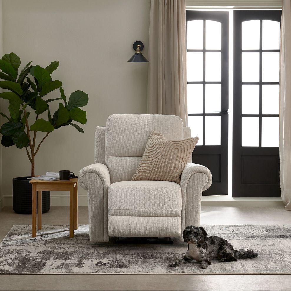 Colorado Electric Recliner Armchair in Hopsack Natural Fabric 5