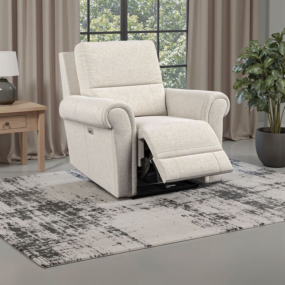 Colorado Electric Recliner Armchair in Hopsack Natural Fabric 17