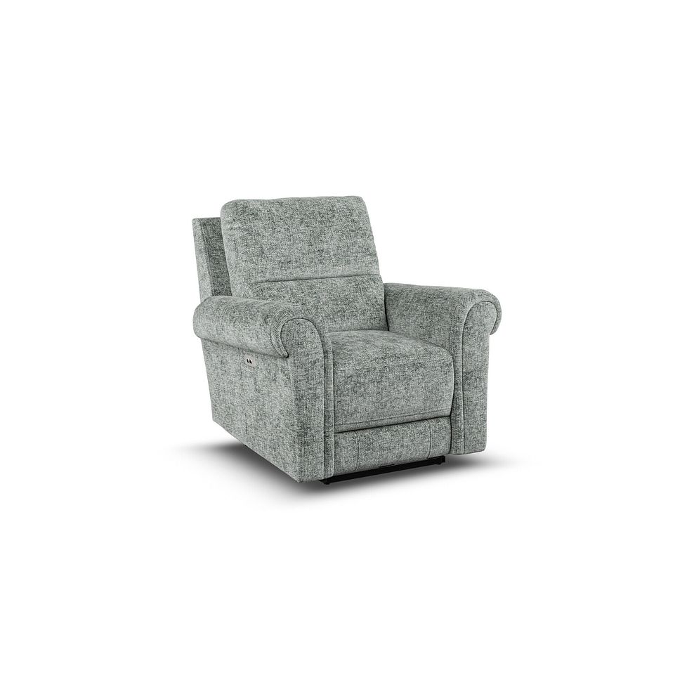 Colorado Electric Recliner Armchair in Hopsack Platinum Fabric 1