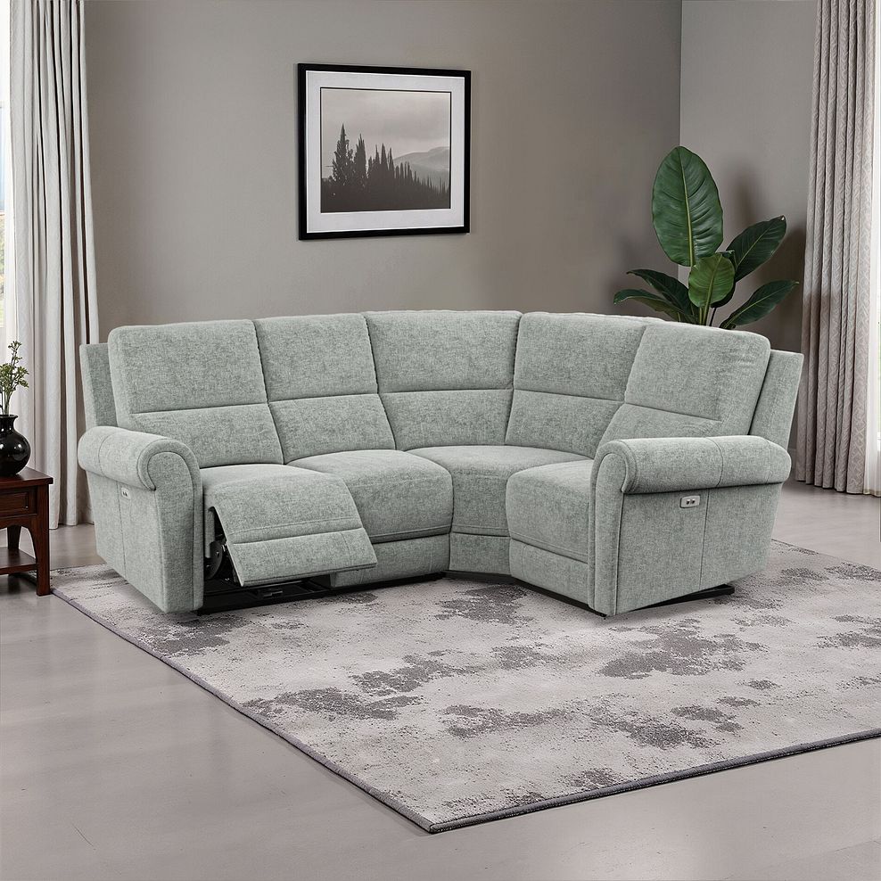 Colorado Electric Reclining Left Hand Modular Group 2 in Hopsack Platinum Fabric 1