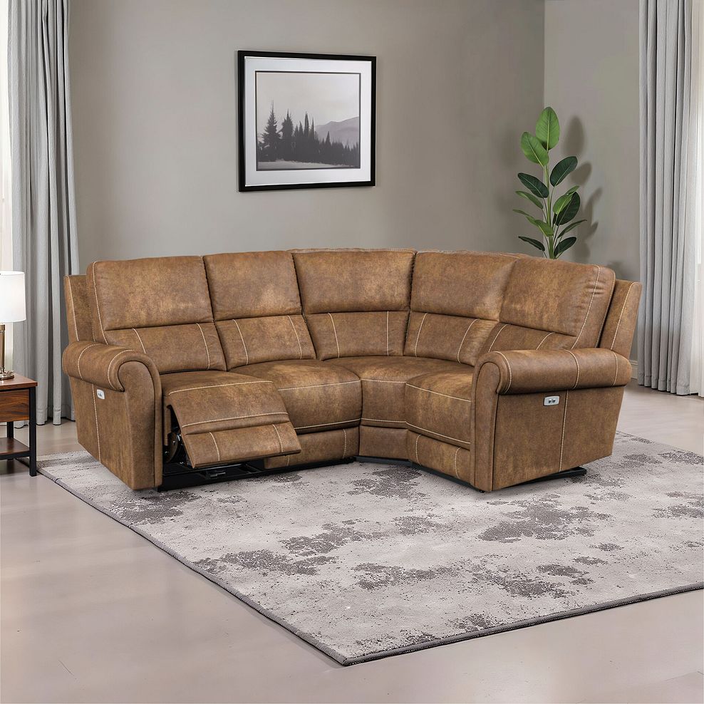 Colorado Electric Reclining Left Hand Modular Group 2 in Ranch Brown Fabric 1