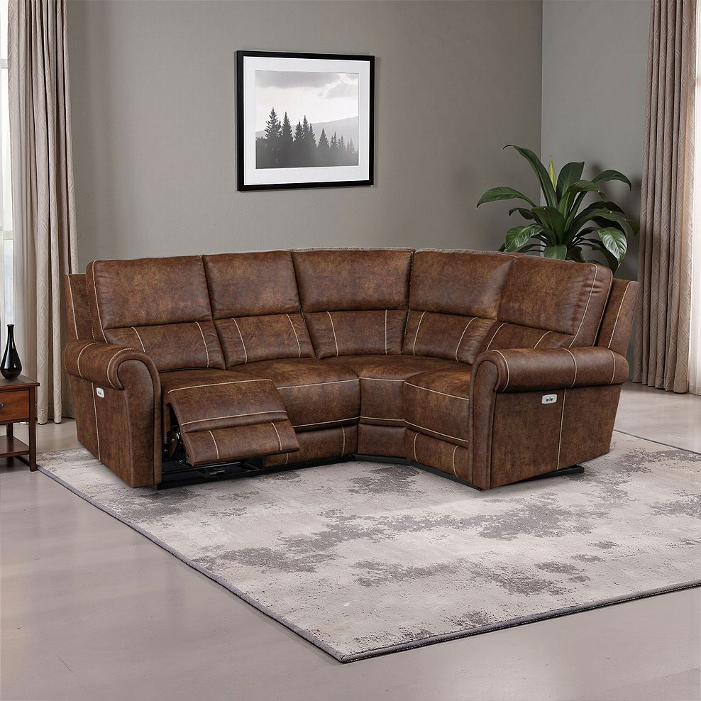 Colorado Electric Reclining Left Hand Modular Group 2 in Ranch Dark Brown Fabric 1