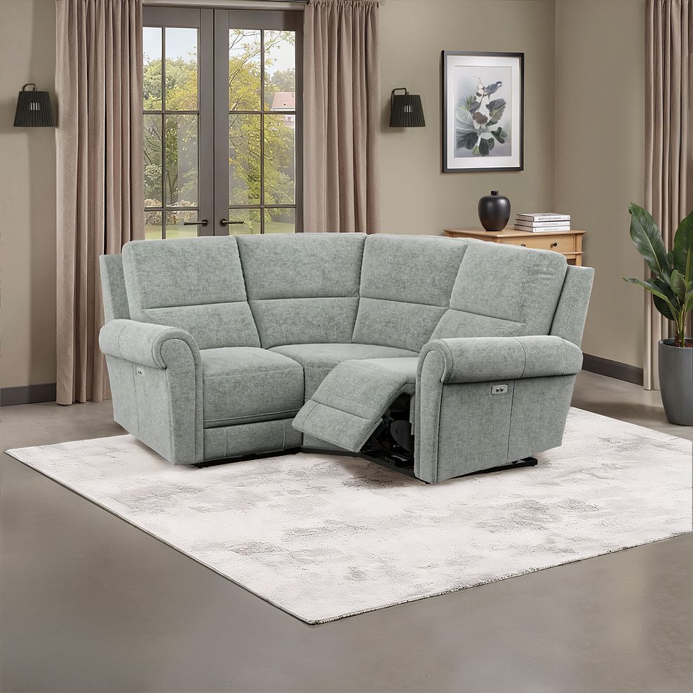 Colorado Electric Reclining Modular Group 1 in Hopsack Platinum Fabric 18