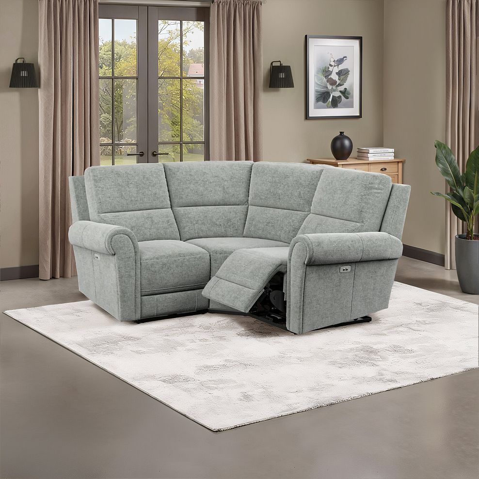 Colorado Electric Reclining Modular Group 1 in Hopsack Platinum Fabric 19