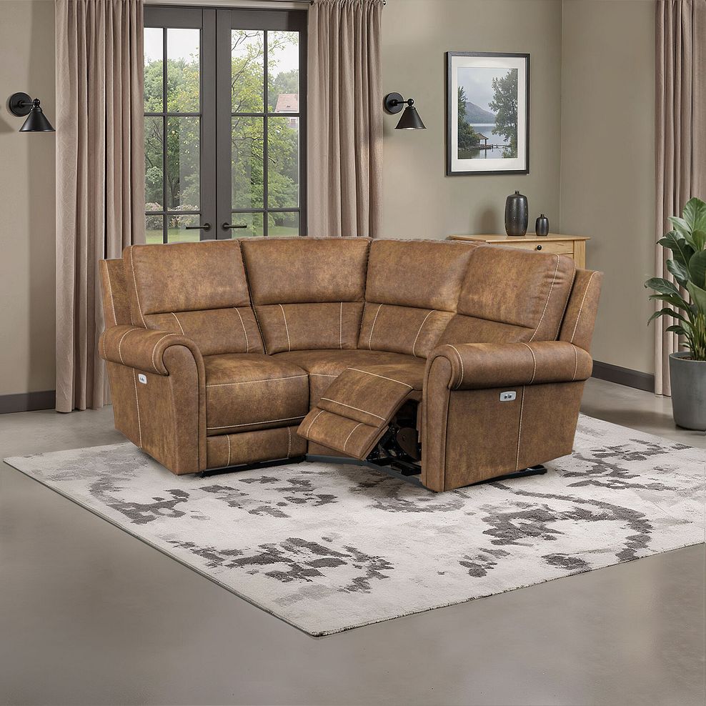 Colorado Electric Reclining Modular Group 1 in Ranch Brown Fabric 1