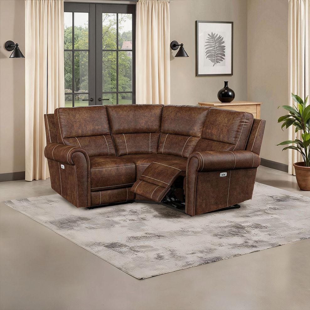 Colorado Electric Reclining Modular Group 1 in Ranch Dark Brown Fabric 1