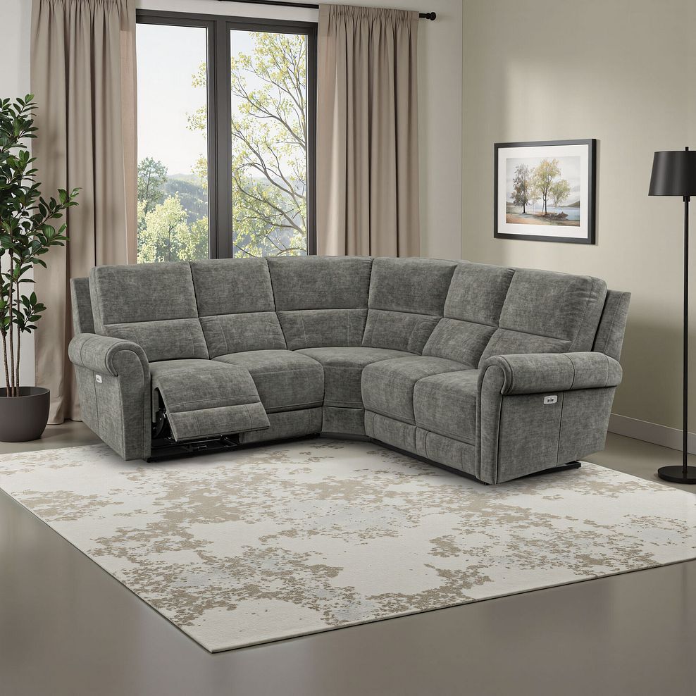 Colorado Electric Reclining Modular Group 3 in Plush Charcoal Fabric 1