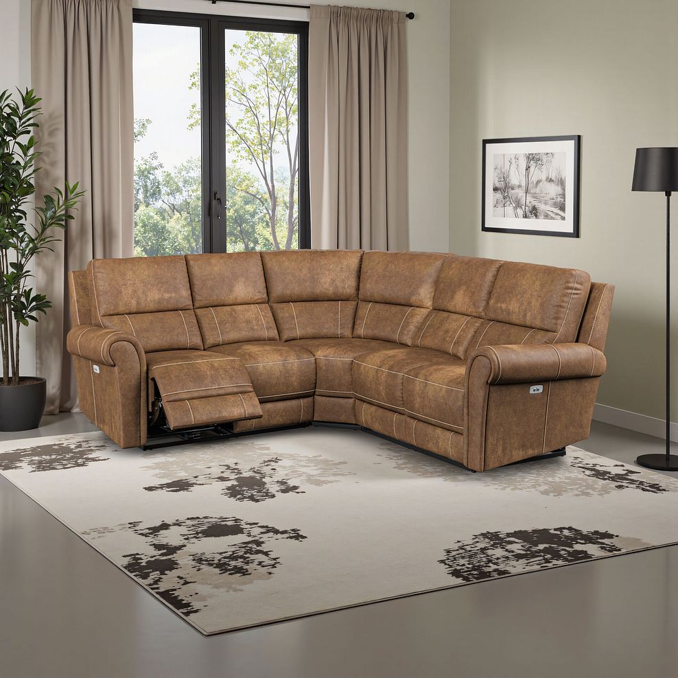 Colorado Electric Reclining Modular Group 3 in Ranch Brown Fabric 1