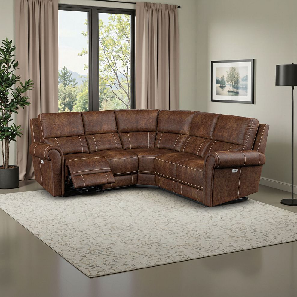 Colorado Electric Reclining Modular Group 3 in Ranch Dark Brown Fabric 1