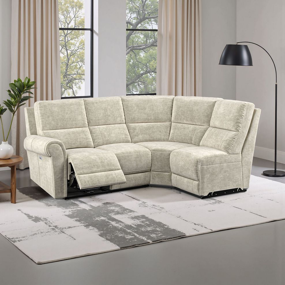 Colorado Electric Reclining Modular Group 4 in Plush Beige Fabric 1