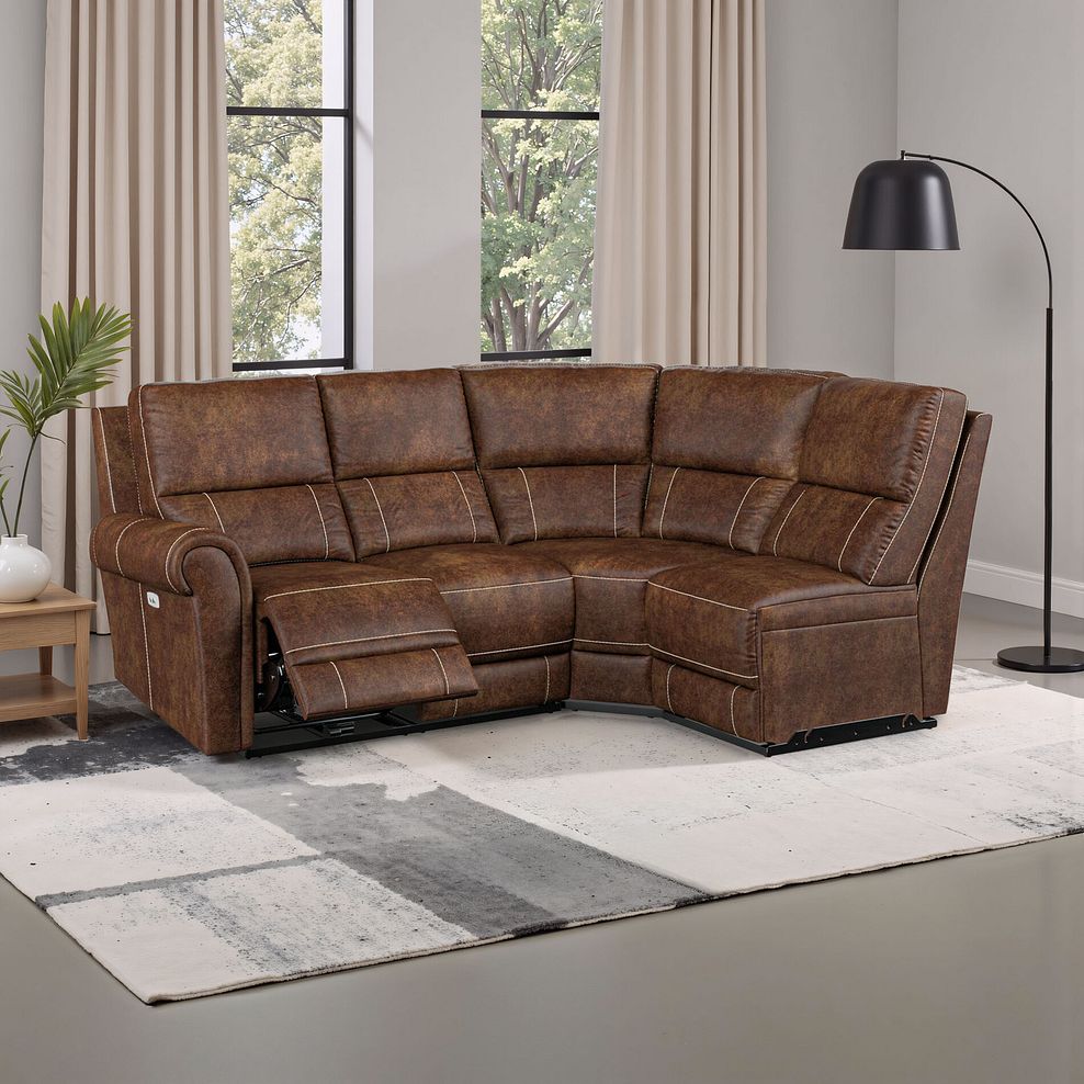 Colorado Electric Reclining Modular Group 4 in Ranch Dark Brown Fabric 1
