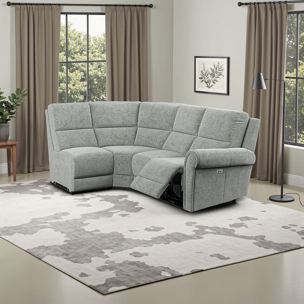Colorado Electric Reclining Modular Group 5 in Hopsack Platinum Fabric 1