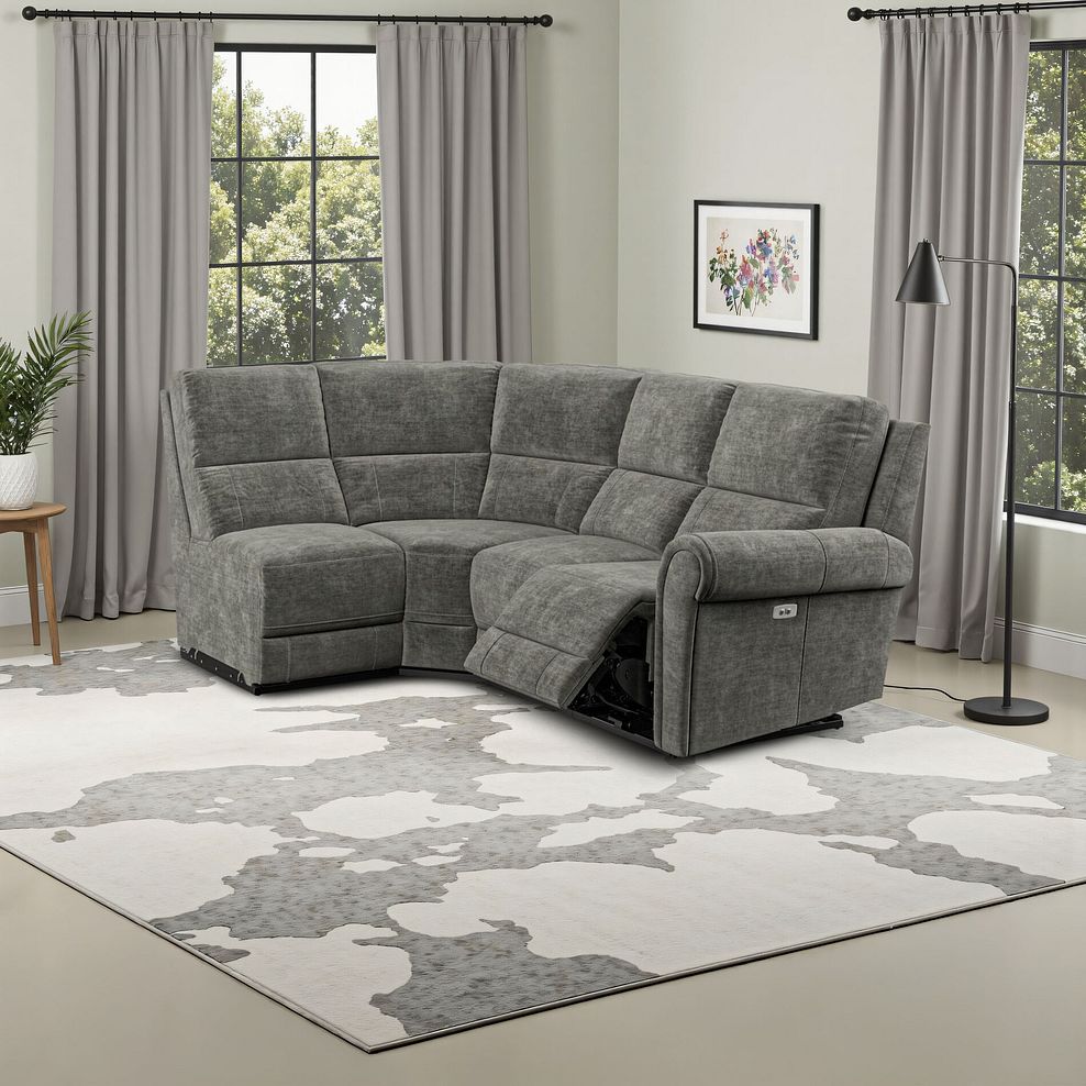 Colorado Electric Reclining Modular Group 5 in Plush Charcoal Fabric 1