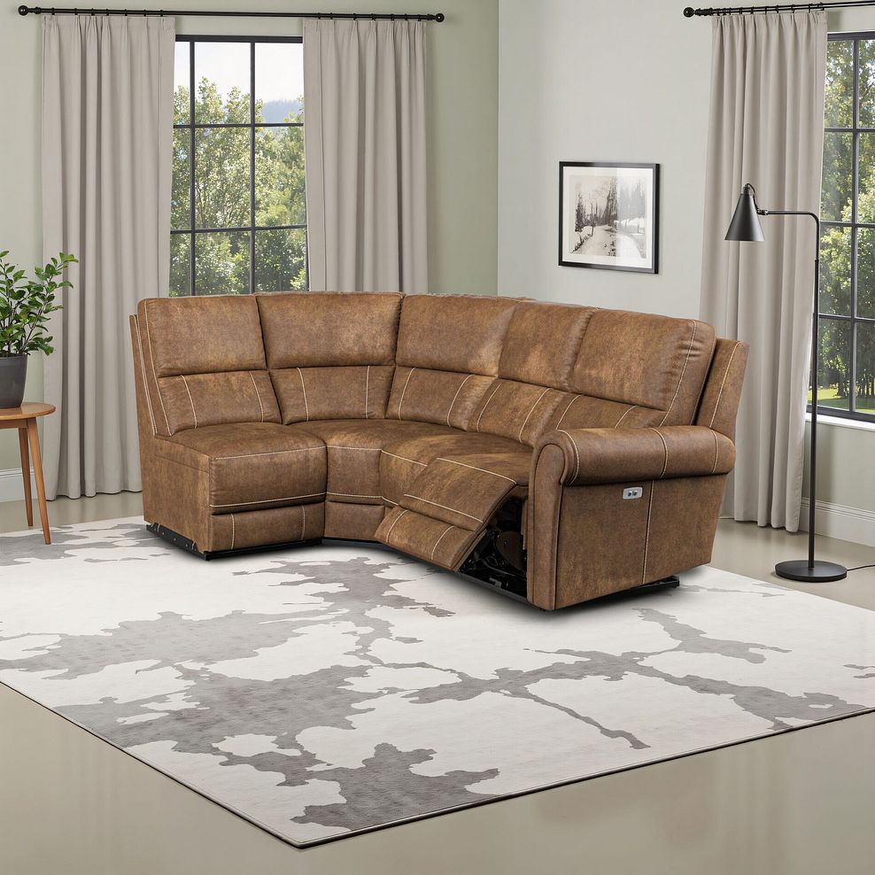 Colorado Electric Reclining Modular Group 5 in Ranch Brown Fabric 1