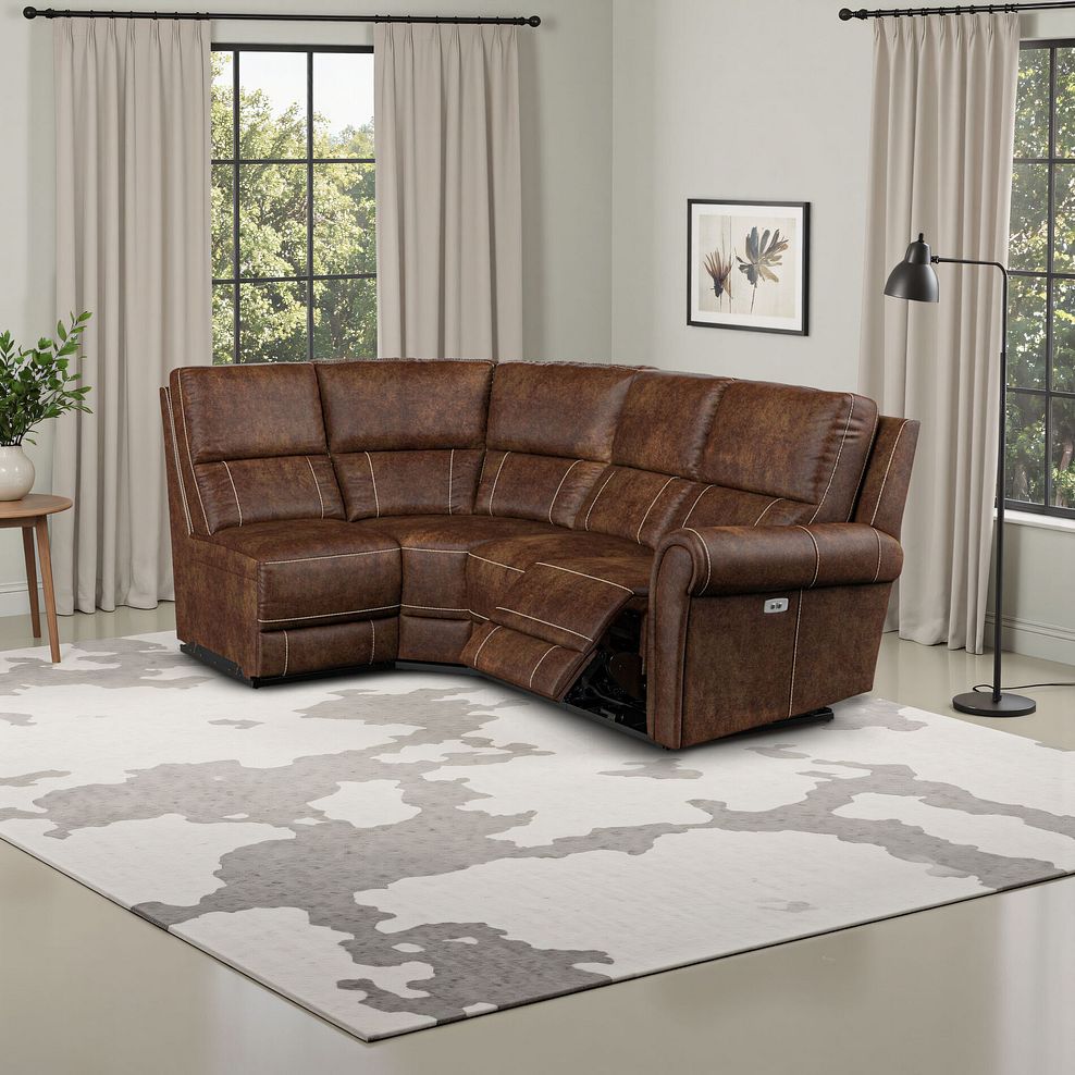 Colorado Electric Reclining Modular Group 5 in Ranch Dark Brown Fabric 1
