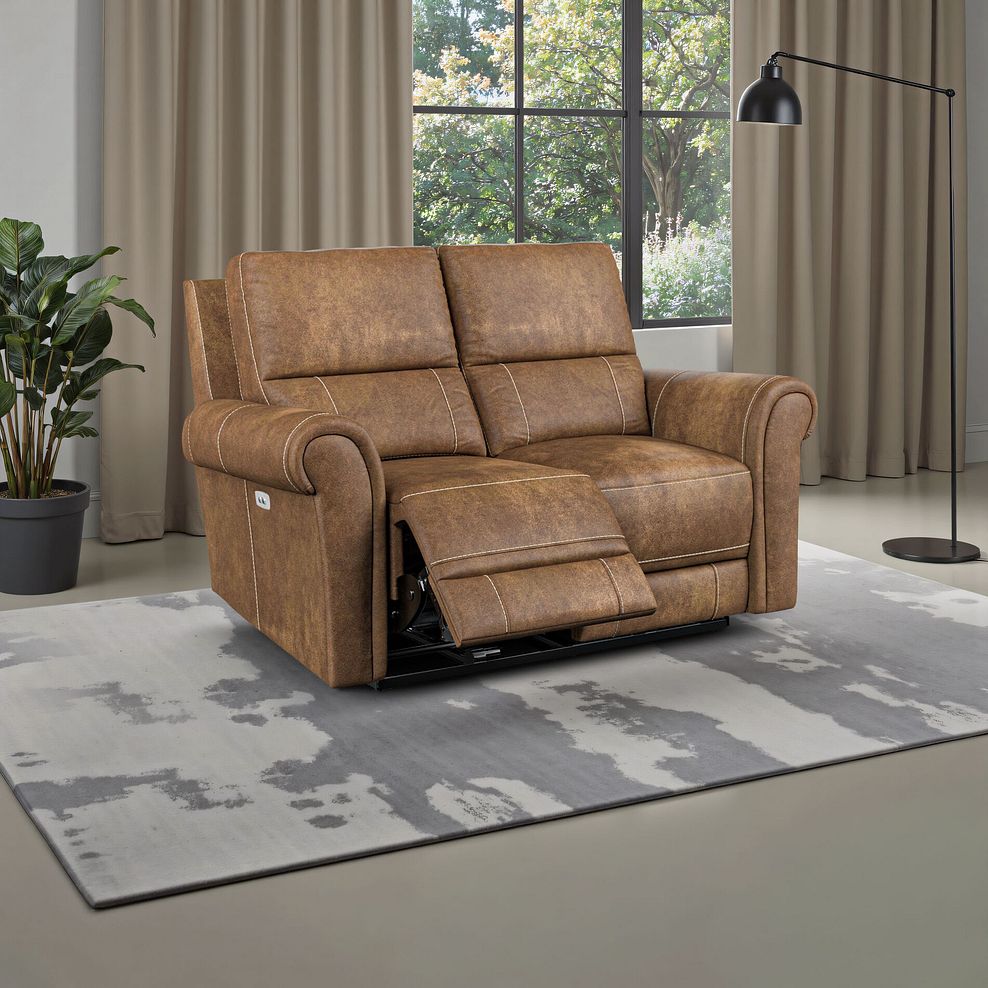 Colorado Electric Reclining Modular Group 8 in Ranch Brown Fabric 1