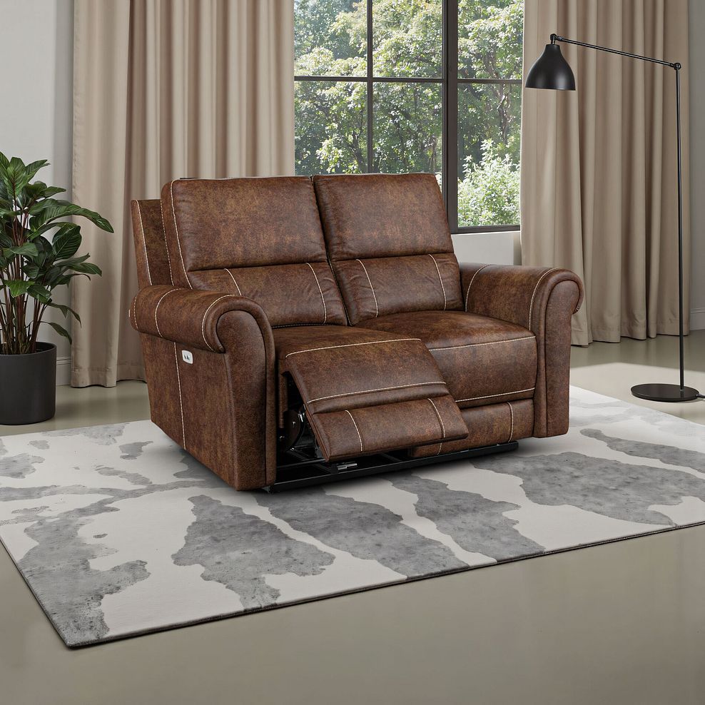 Colorado Electric Reclining Modular Group 8 in Ranch Dark Brown Fabric 1