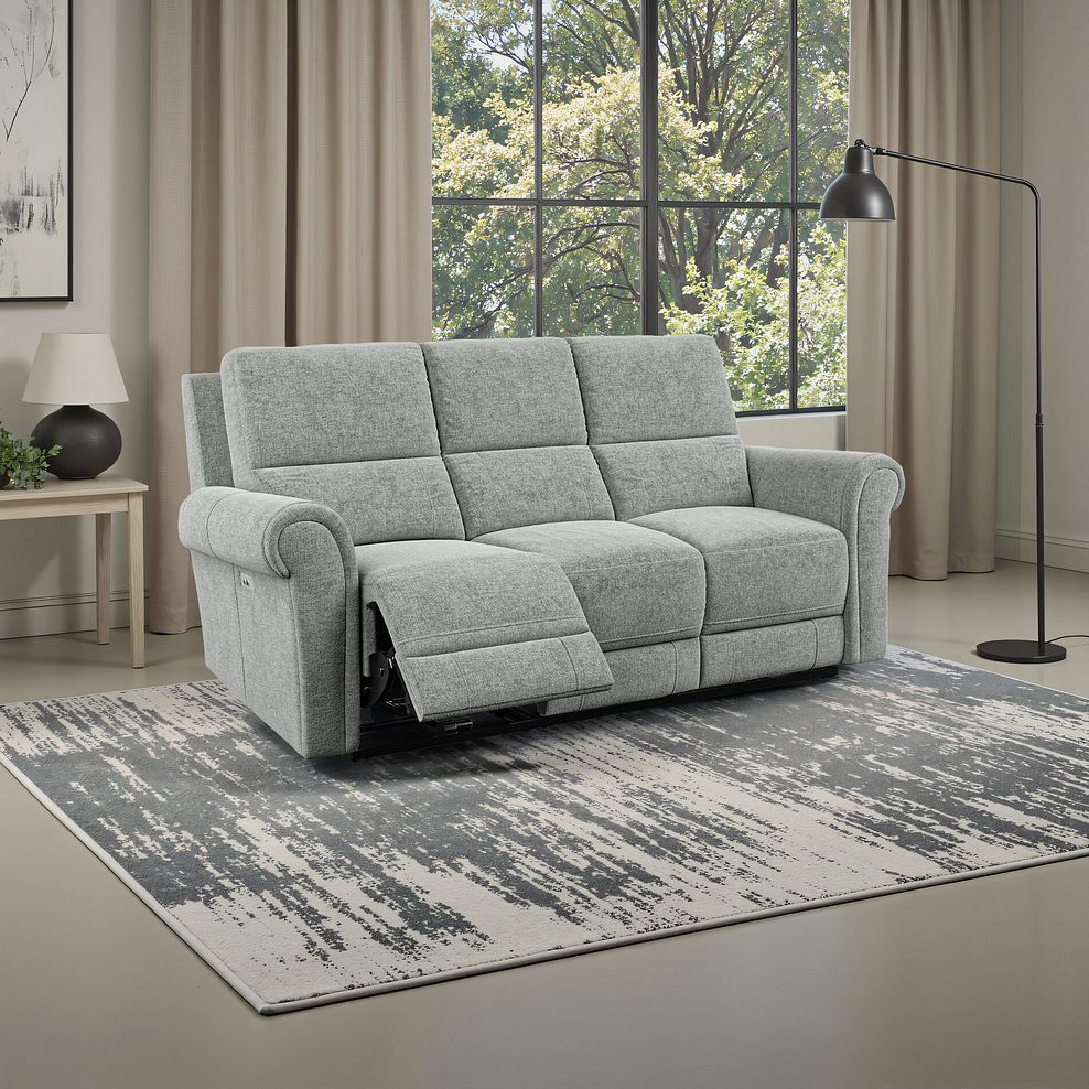 Colorado Electric Reclining Modular Group 9 in Hopsack Platinum Fabric 1