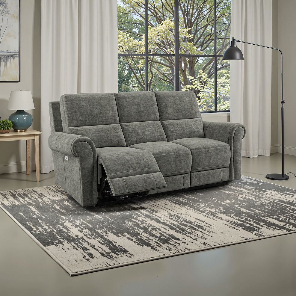 Colorado Electric Reclining Modular Group 9 in Plush Charcoal Fabric 1