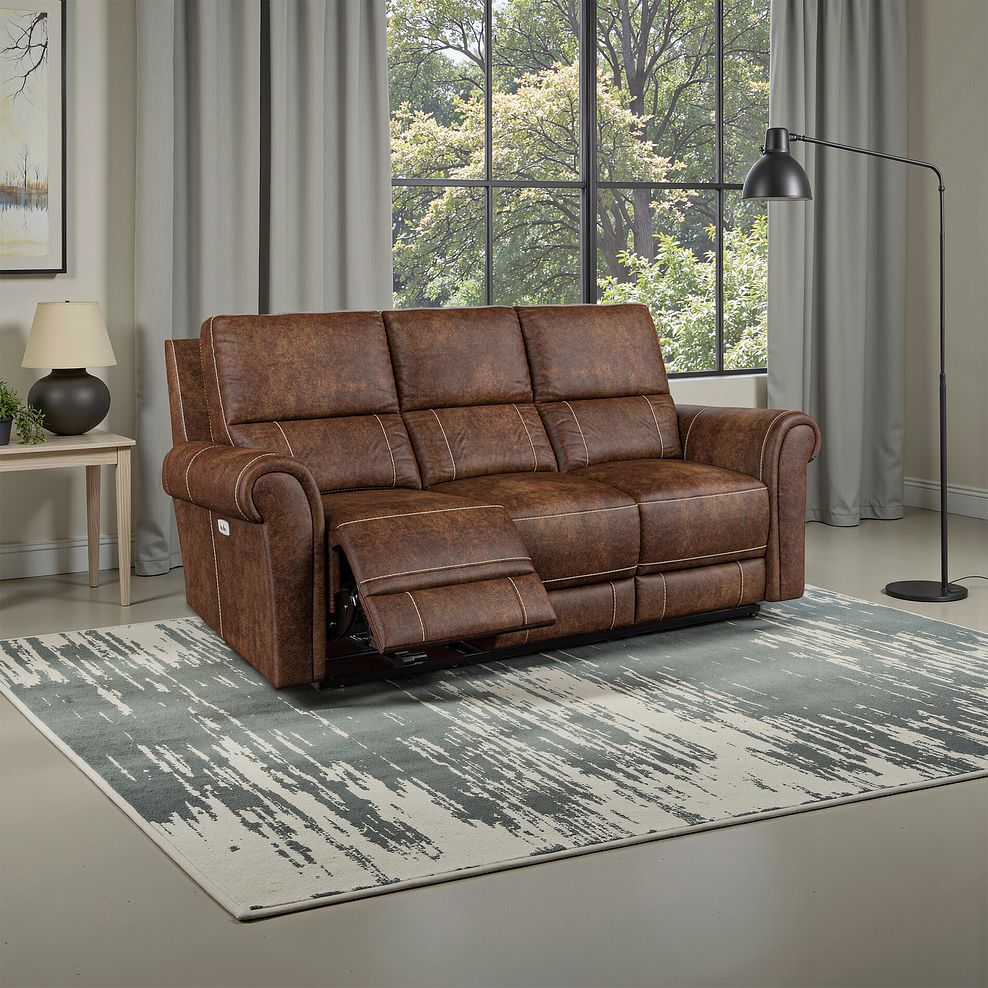 Colorado Electric Reclining Modular Group 9 in Ranch Dark Brown Fabric 1