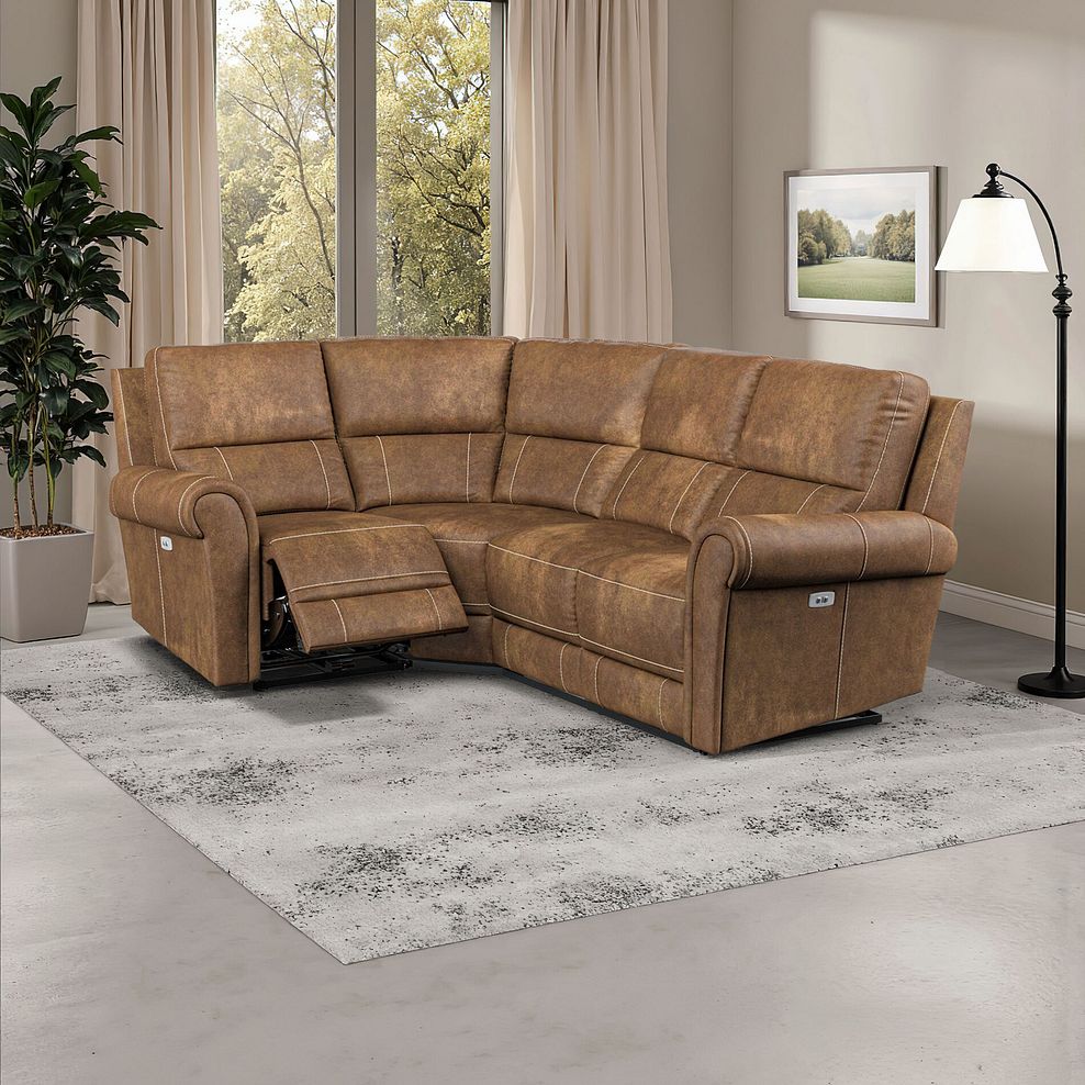 Colorado Electric Reclining Right Hand Modular Group 2 in Ranch Brown Fabric 1