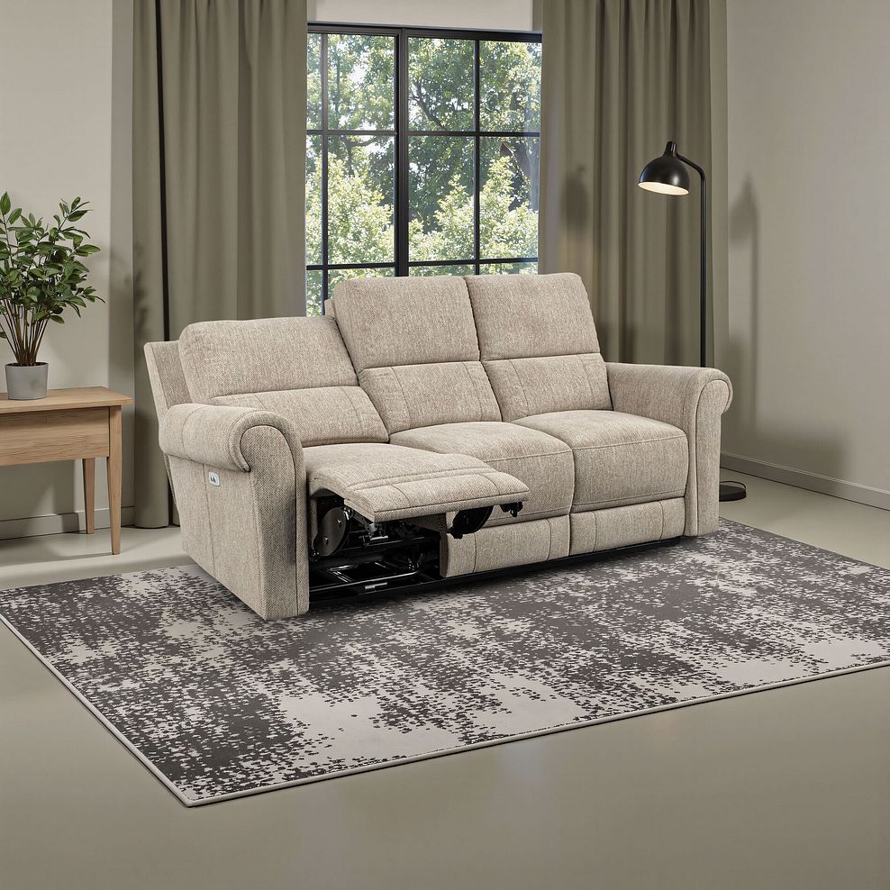 Colorado 3 Seater Electric Recliner in Jetta Beige Fabric 1