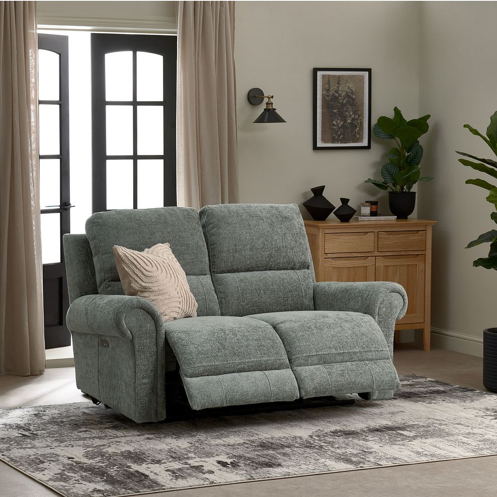 Colorado 2 Seater Electric Recliner in Hopsack Platinum Fabric 1