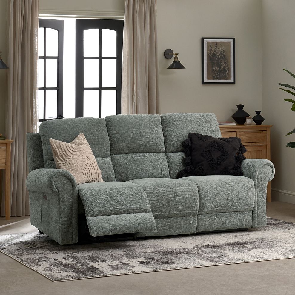 Colorado 3 Seater Electric Recliner in Hopsack Platinum Fabric 1