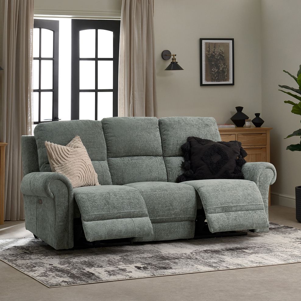 Colorado 3 Seater Electric Recliner in Hopsack Platinum Fabric 2