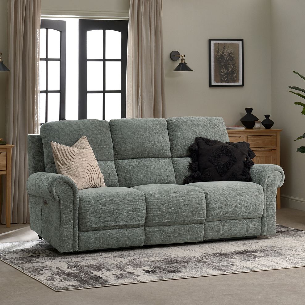 Colorado 3 Seater Electric Recliner in Hopsack Platinum Fabric 3