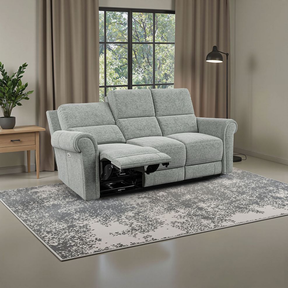 Colorado 3 Seater Electric Recliner in Hopsack Platinum Fabric 18