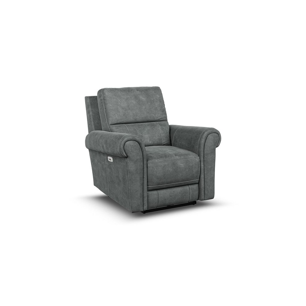 Colorado Electric Recliner Armchair in Miller Grey Fabric 1