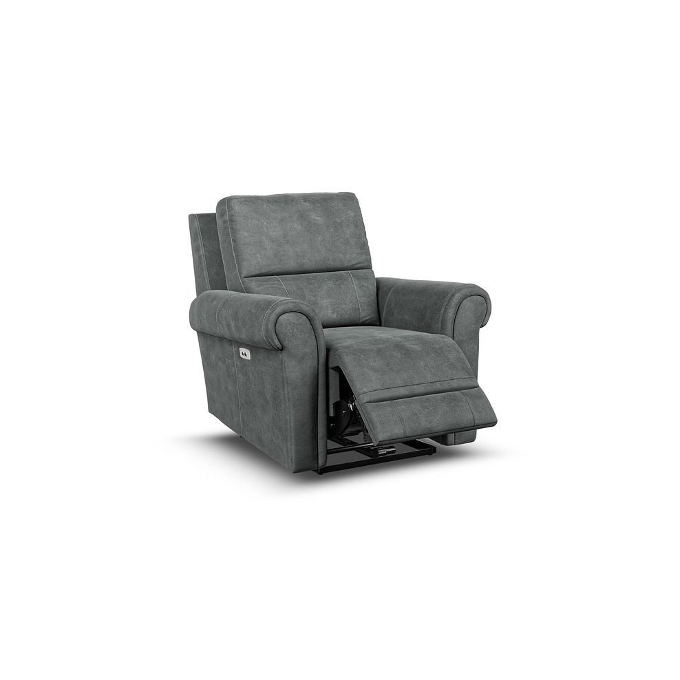 Colorado Electric Recliner Armchair in Miller Grey Fabric 2