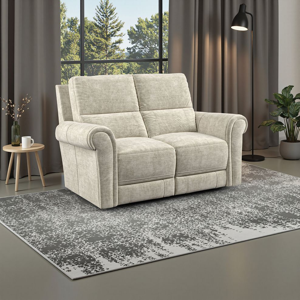 Colorado 2 Seater Sofa in Plush Beige Fabric 1