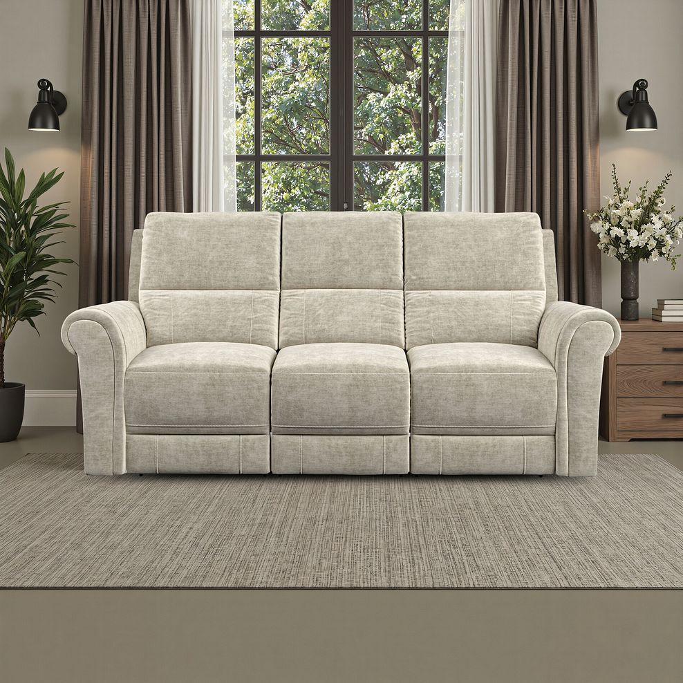 Colorado 3 Seater Sofa in Plush Beige Fabric 1