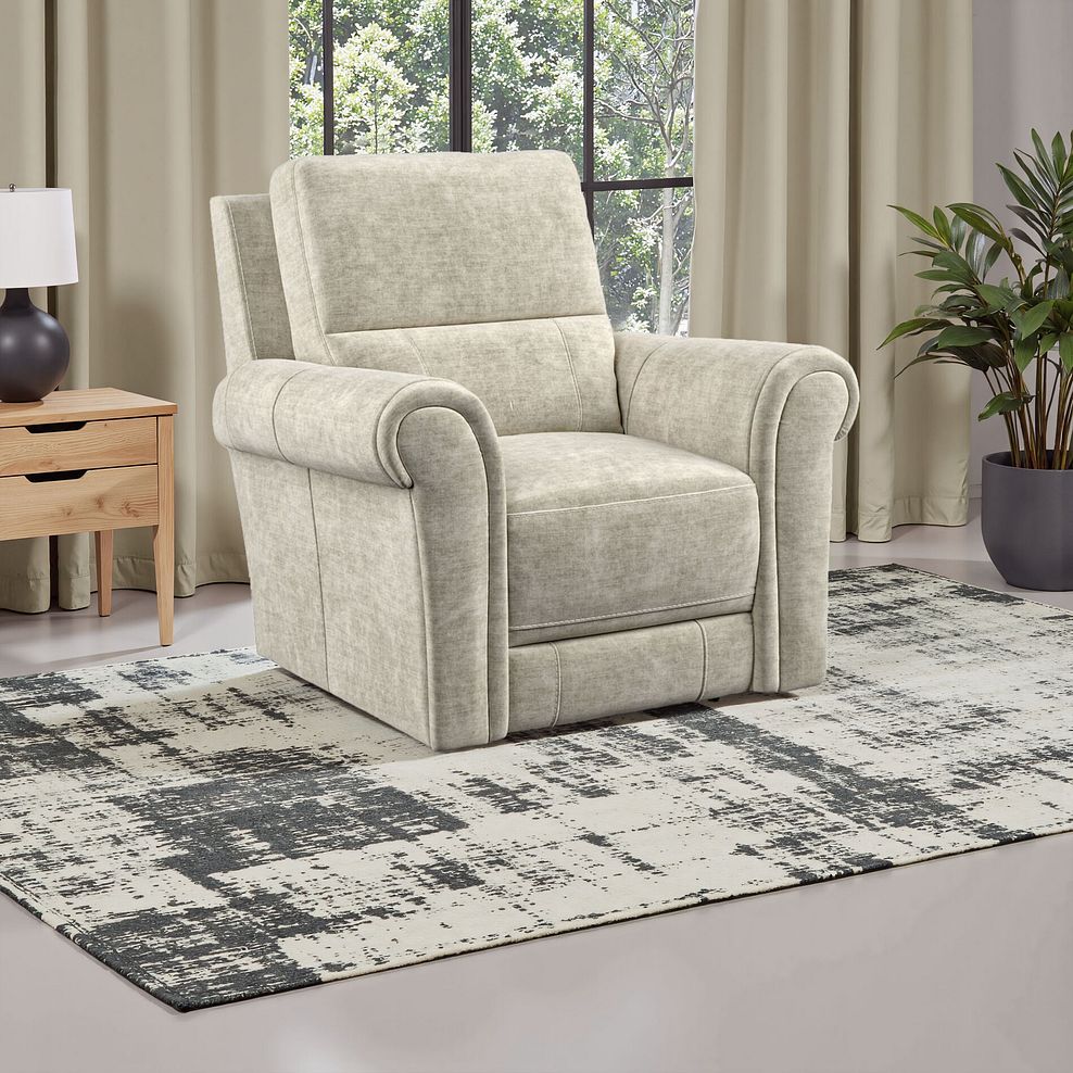 Colorado Armchair in Plush Beige Fabric 1