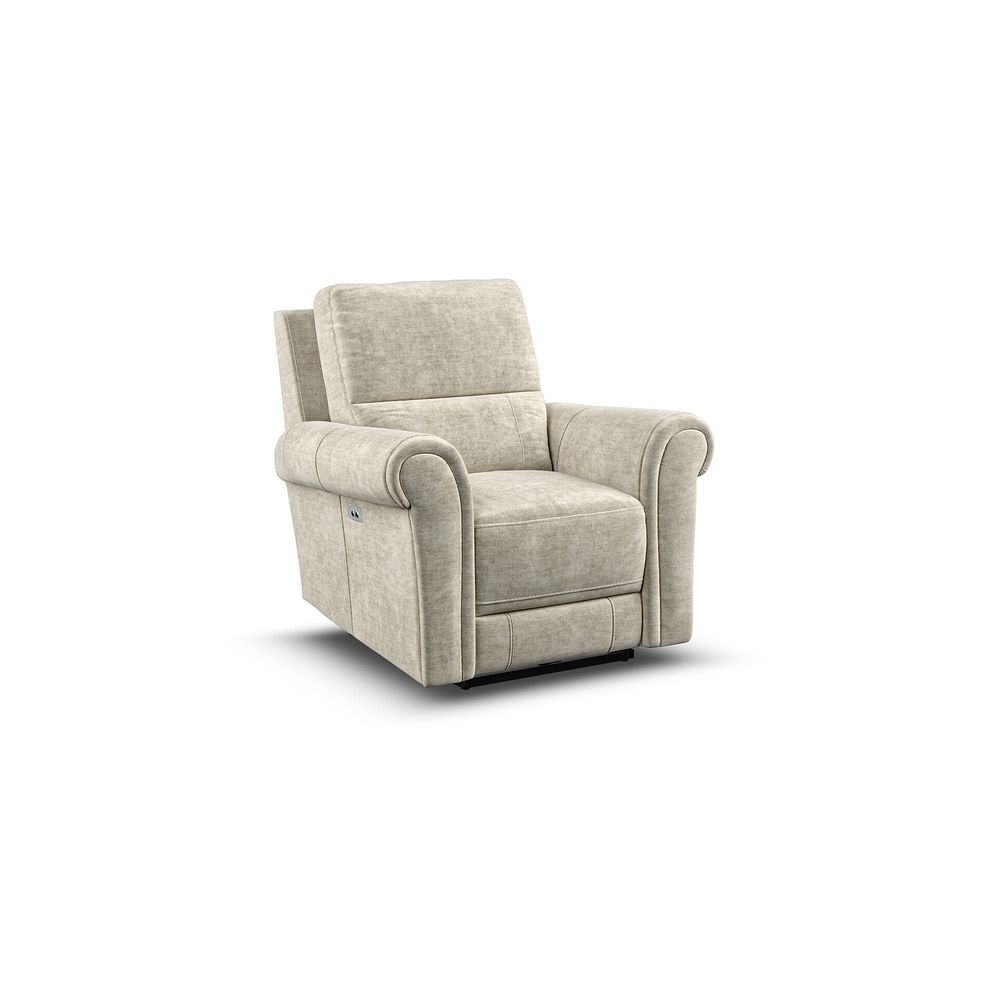 Colorado Electric Recliner Armchair in Plush Beige Fabric 1