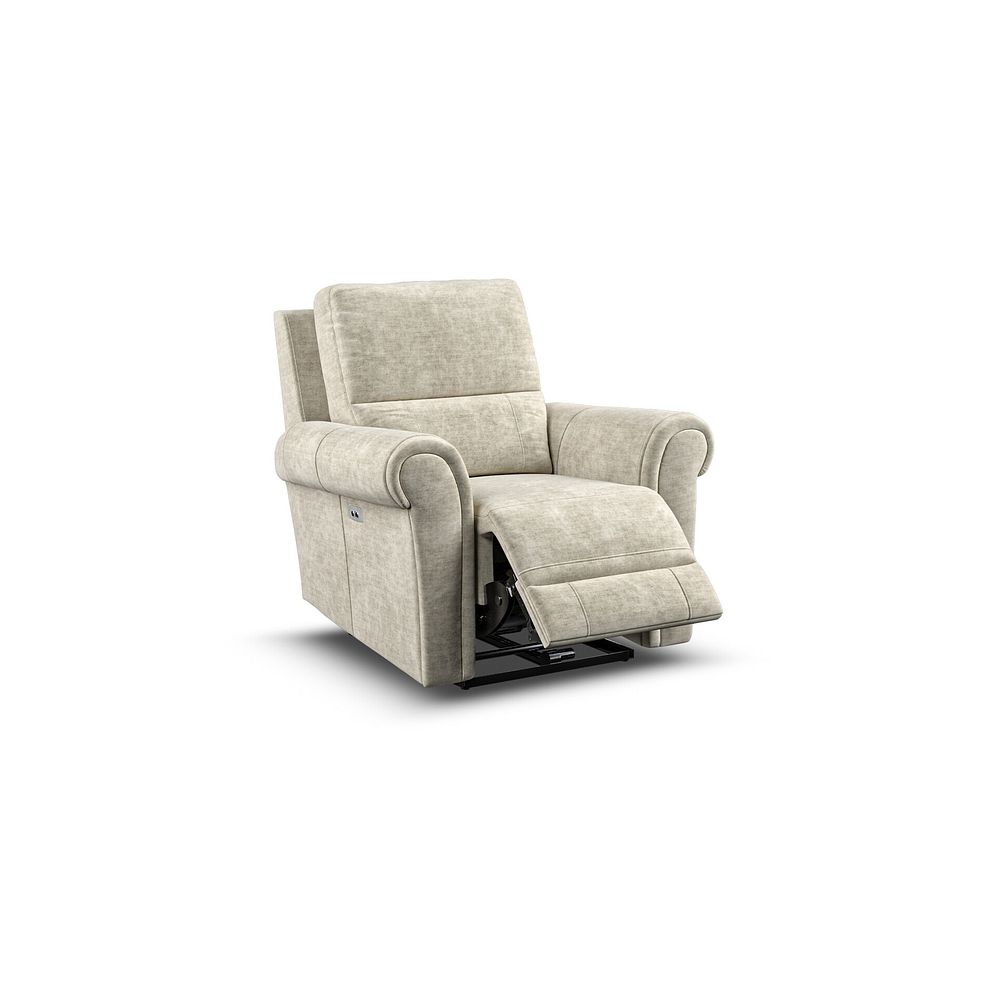 Colorado Electric Recliner Armchair in Plush Beige Fabric 2