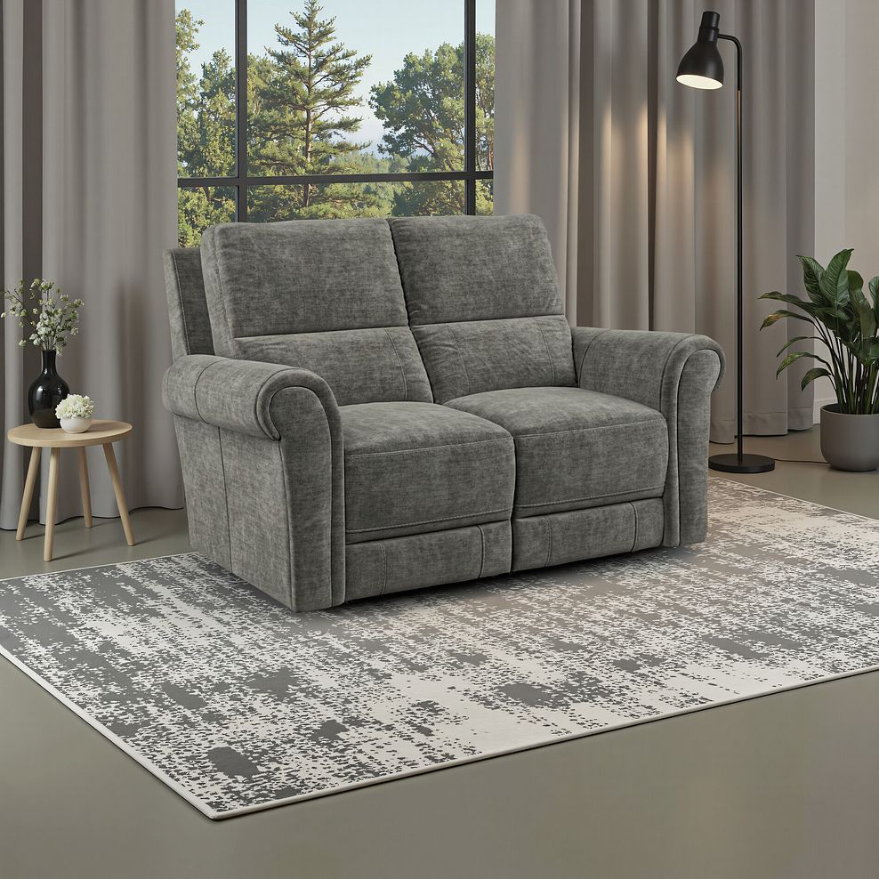 Colorado 2 Seater Sofa in Plush Charcoal Fabric 1