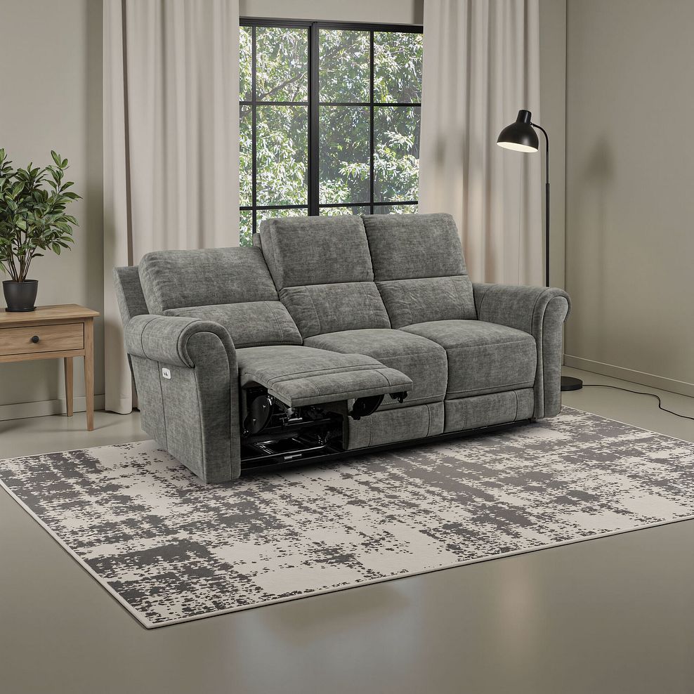 Colorado 3 Seater Electric Recliner in Plush Charcoal Fabric 1