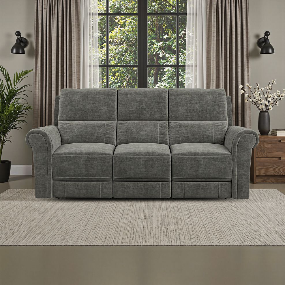 Colorado 3 Seater Sofa in Plush Charcoal Fabric 1