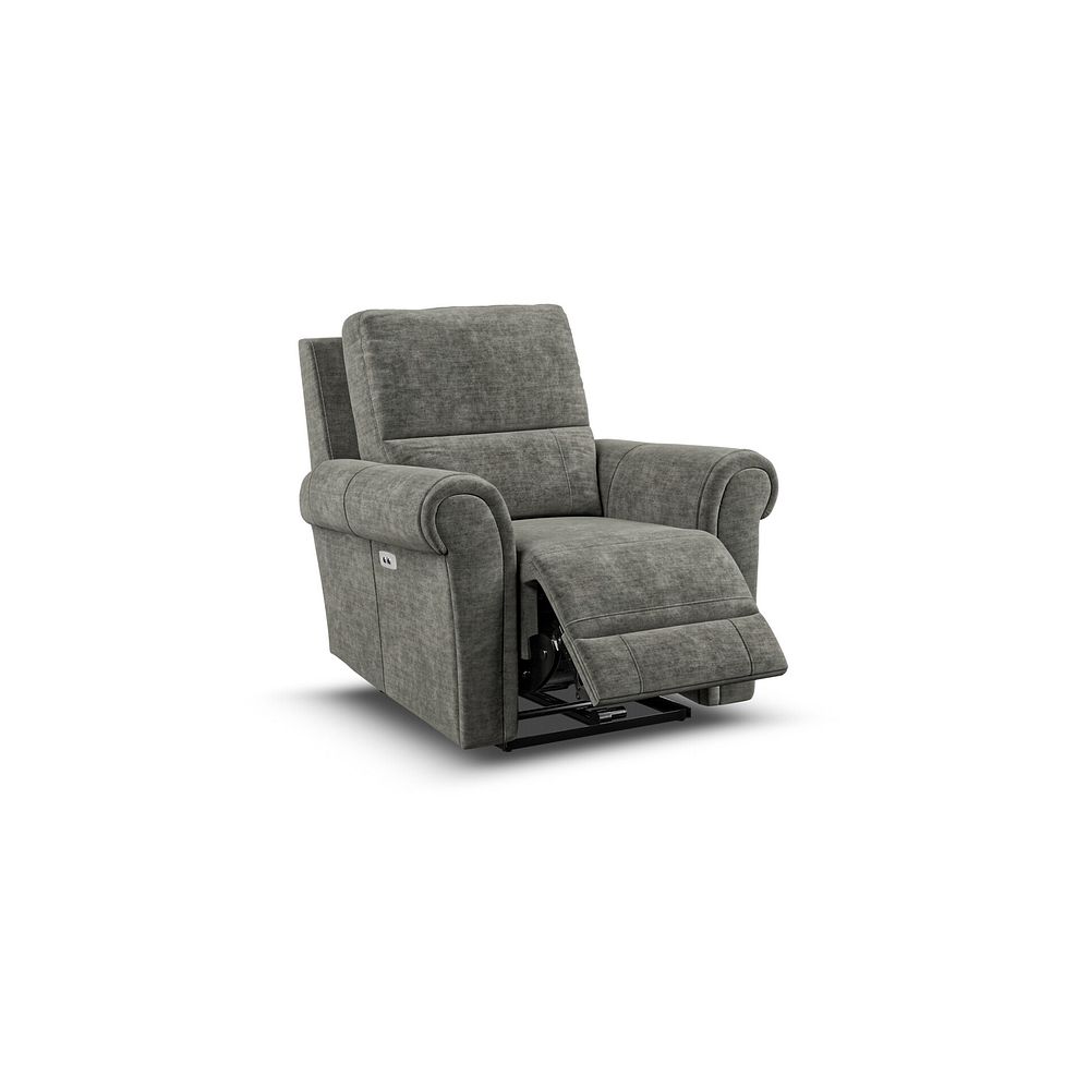 Colorado Electric Recliner Armchair in Plush Charcoal Fabric 2