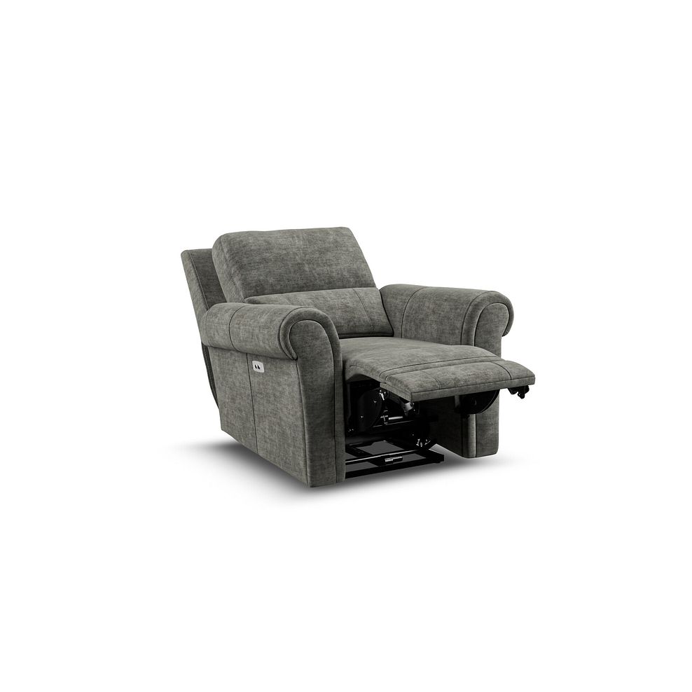 Colorado Electric Recliner Armchair in Plush Charcoal Fabric 3