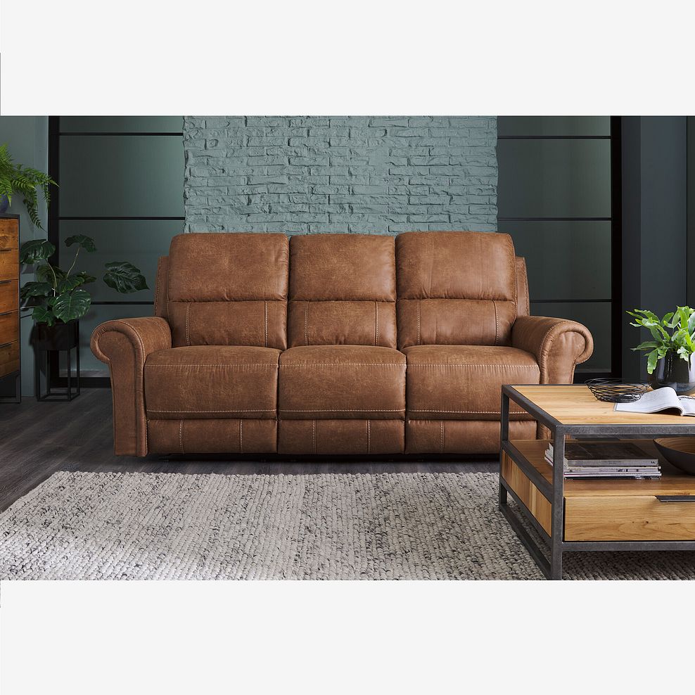 Colorado 3 Seater Electric Recliner in Ranch Brown Fabric 1